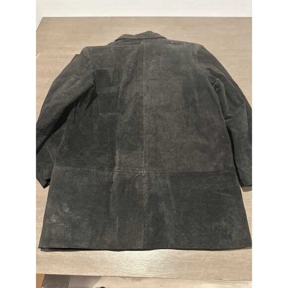 1990's Atlantic Beach Leather Coat Works Black Jacket w Jewel Rhinestones Medium - Picture 8 of 8